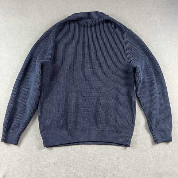 LL Bean Sweater Mens 2XL Blue Heavyweight Henly Casual Cable Knit Pullover - Picture 7 of 9